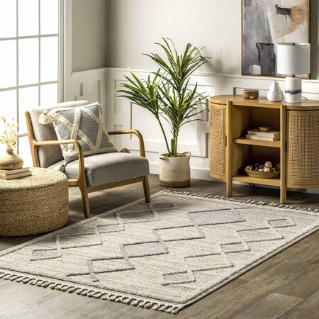Nuloom Blanche Moroccan Lattice Tasseled Area Rug 4ft x 6ft KKLR29A-406